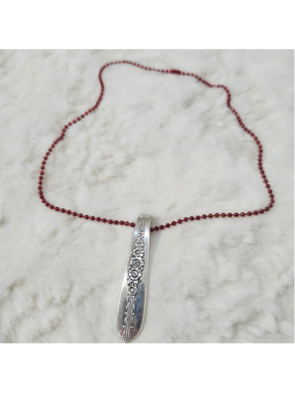 Floral Spoon Pendant Necklace Handmade Fashion Jewelry Ball Chain